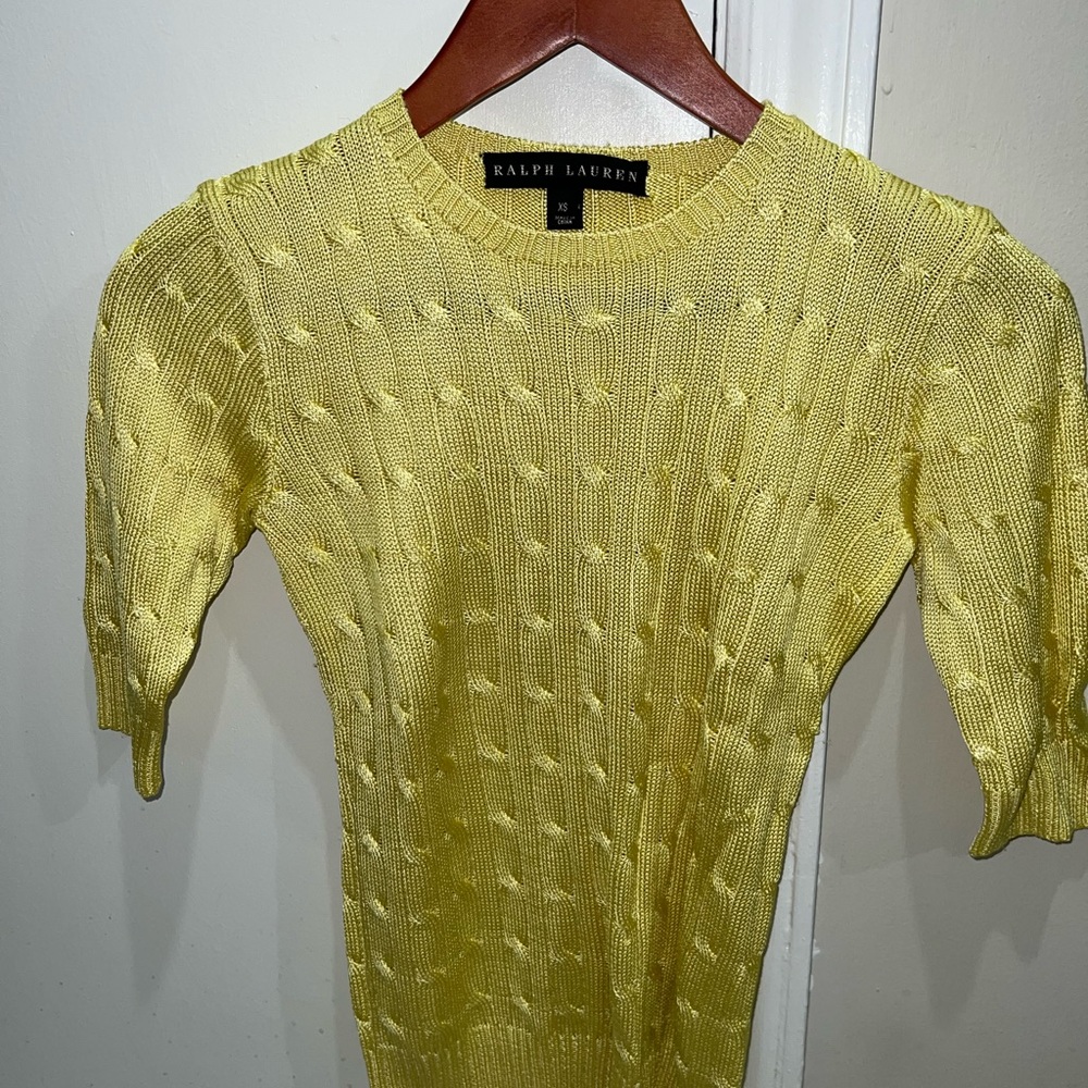 Ralph Lauren Cable Knit Silk Crew Neck Sweater